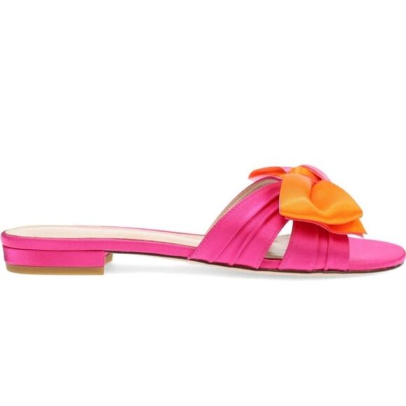 Vibrant Pink and Orange Women's  Satin Slide Sandals 7.5 - Picture 2 of 3